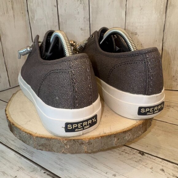 Sperry Top-Sider Seacoast Canvas Sneakers Metallic Platinum Women’s Size 6.5 - Picture 2 of 9